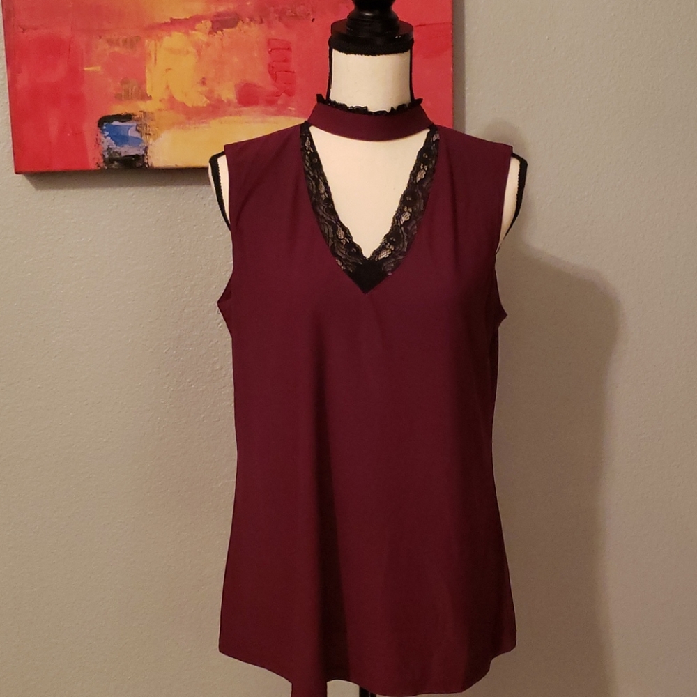 Rich Wine colored top with choker detail